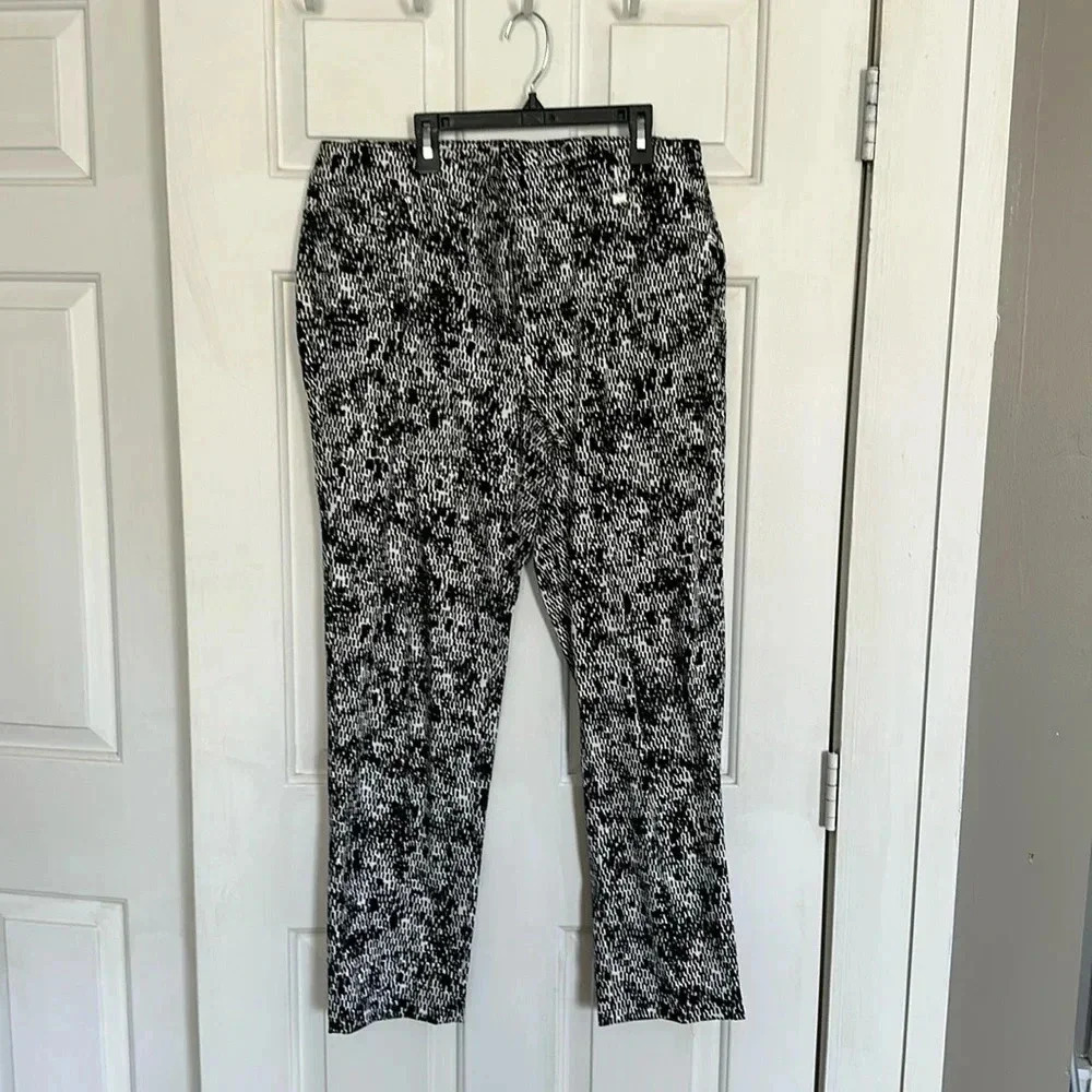 TanJay Size 12 Patterned Black and White Pant